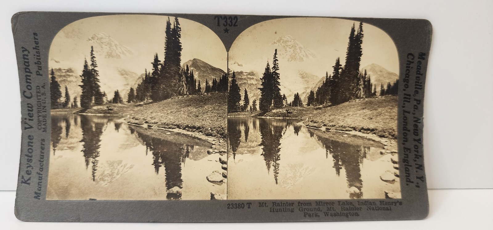 Stereoview Card Indian Henry\'s Hunting Ground Mt Rainier Keystone View Company