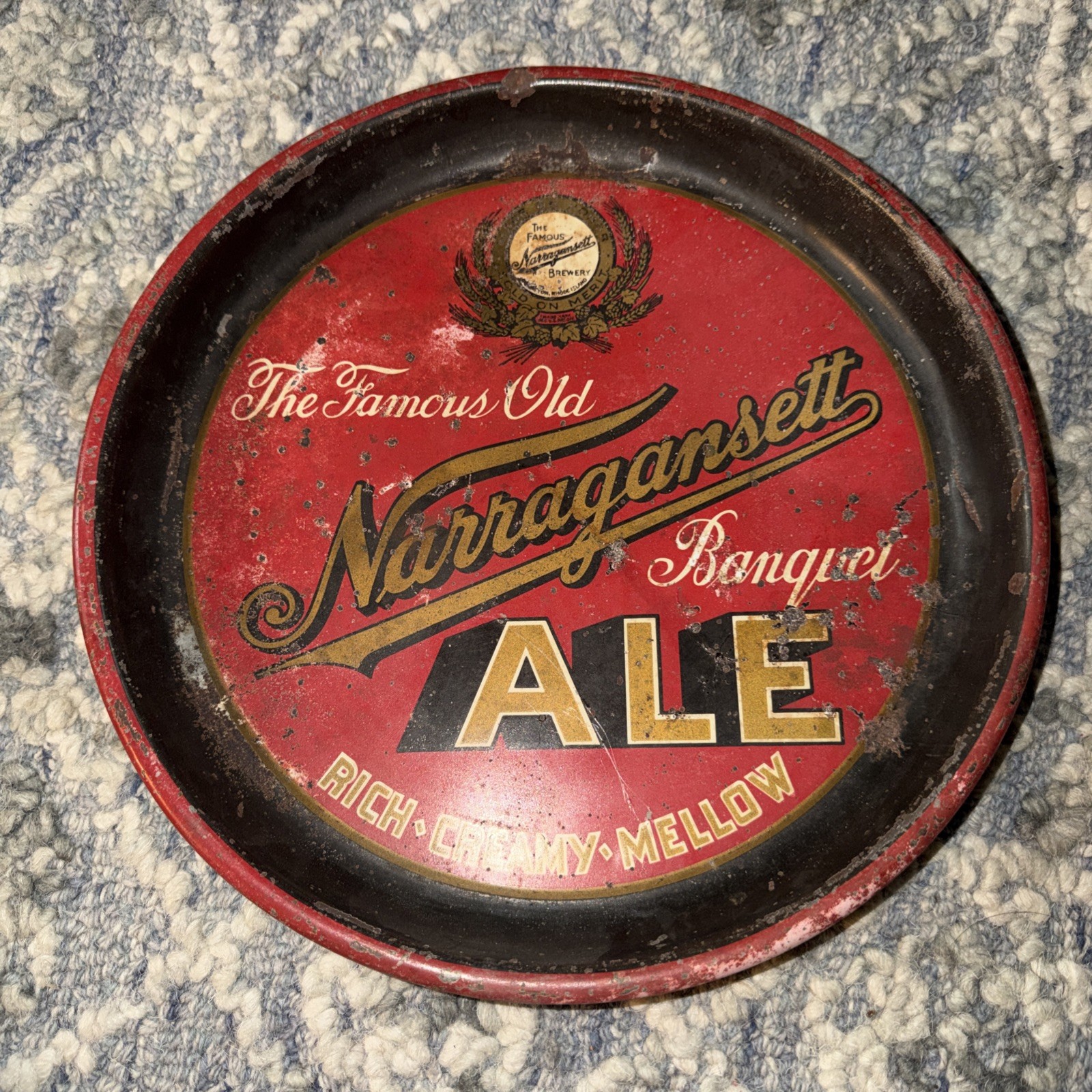 Vintage Metal Narragansett Ale Beer Tray