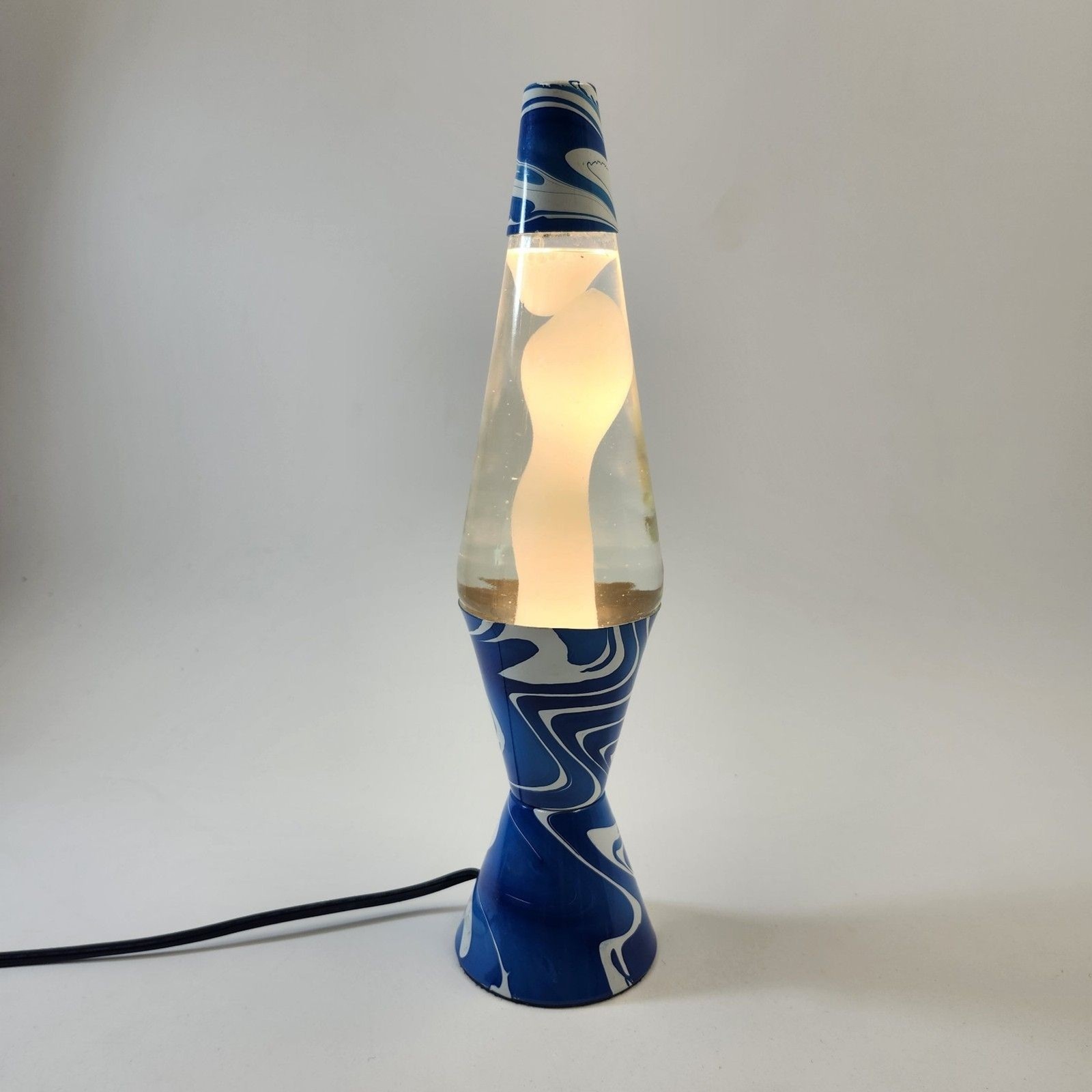Lava Lamp Vintage 1990s 2000s Original Lite Blue White Psychedelic Swirl 16.5