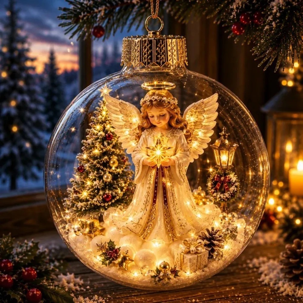 Transparent Lighted Christmas Ball Ornament Plastic Acrylic Clear Christmas