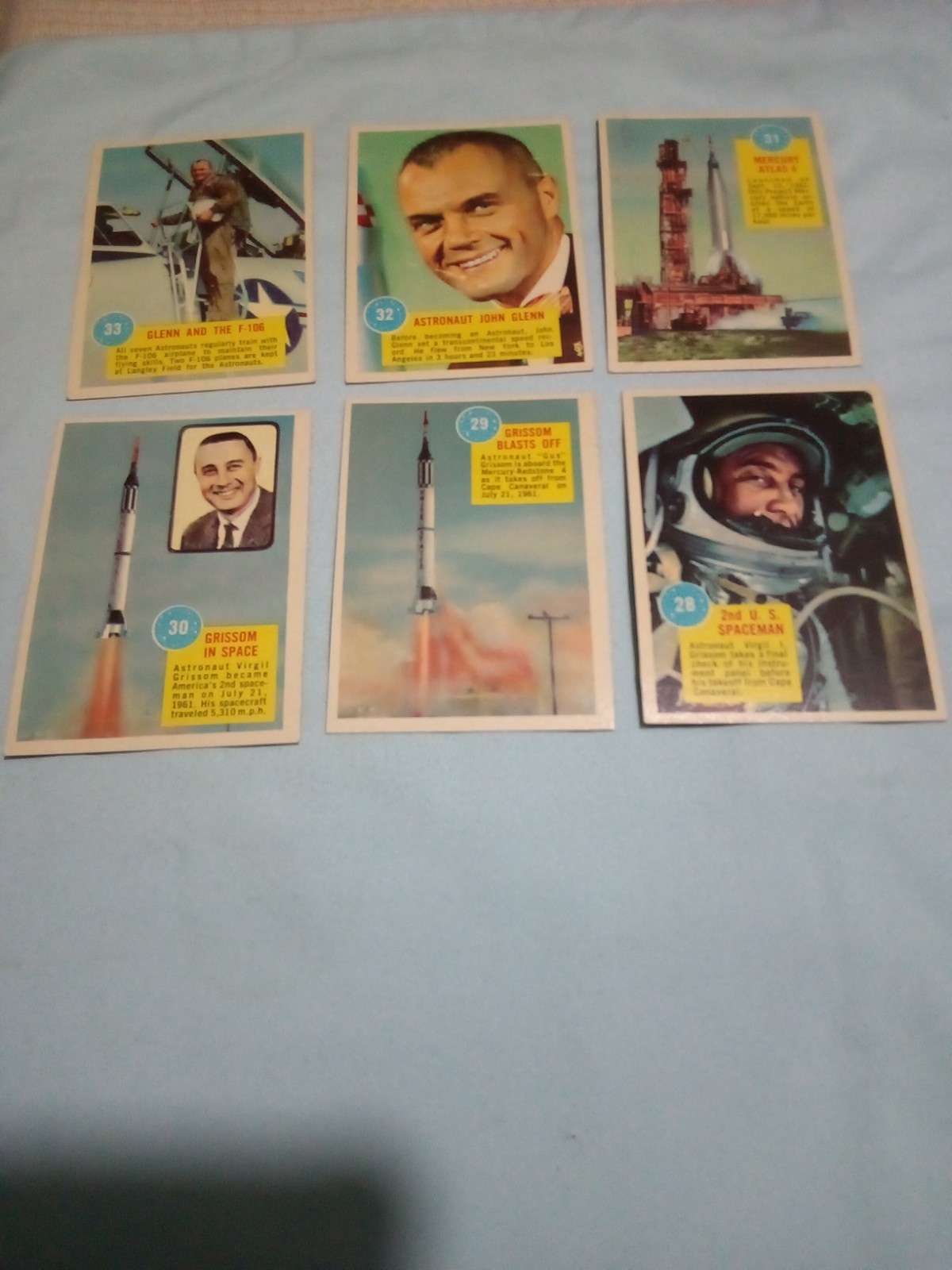 Vintage 1963 Astronaut Trading Cards Lot of 6