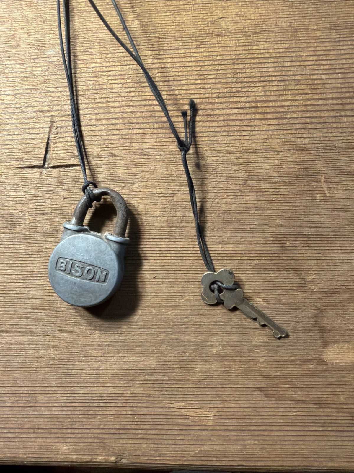 Bison Padlock Gray Vintage Miniature Lock with Key USA Small