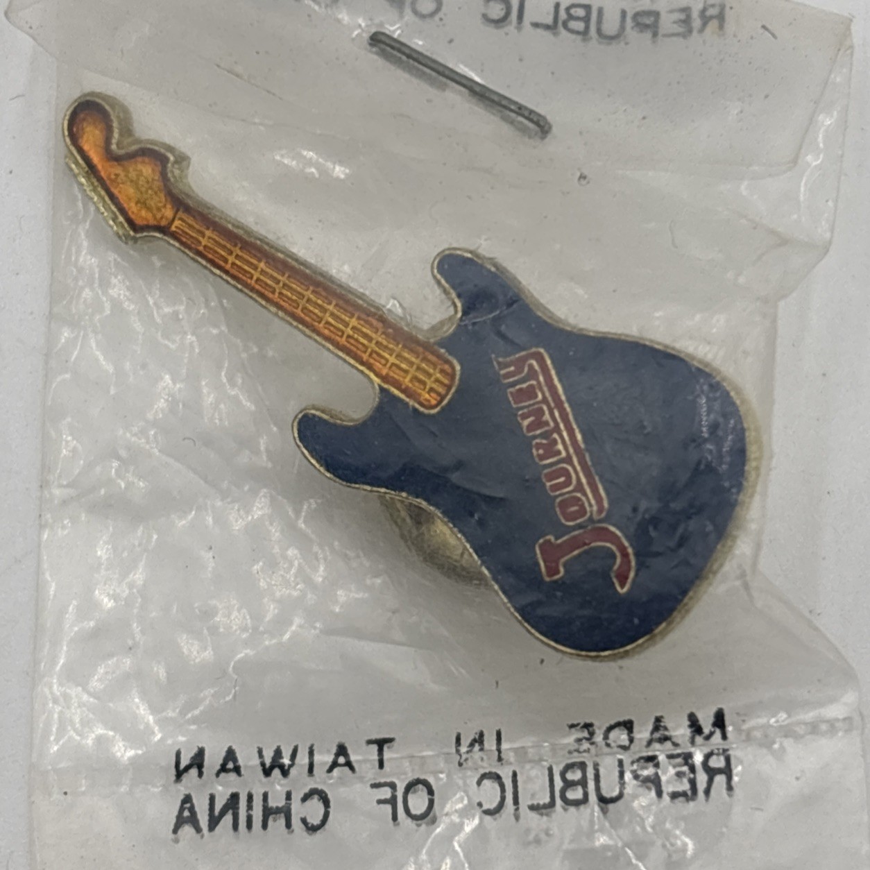 1980s JOURNEY Band Guitar Pin Blue Enamel New Old Stock 
