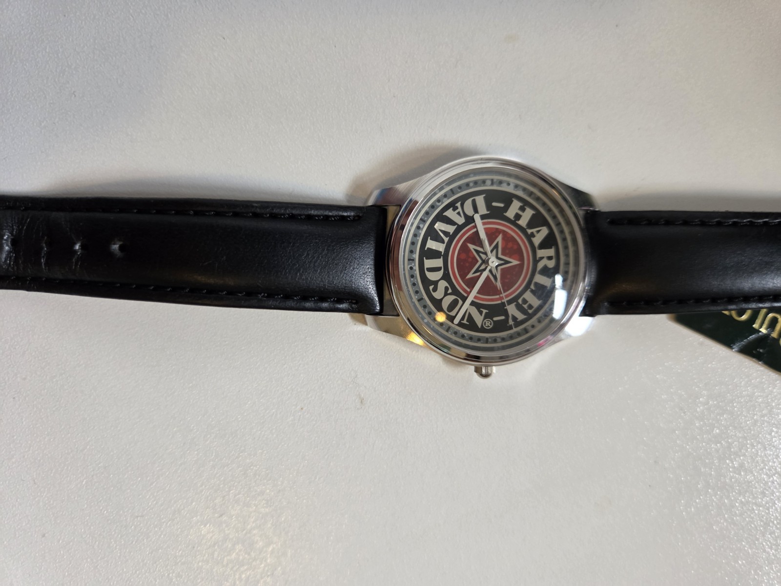 Harley-Davidson by Bulova Black Leather Analog Watch 9960197V NOS w/ Tin & Box