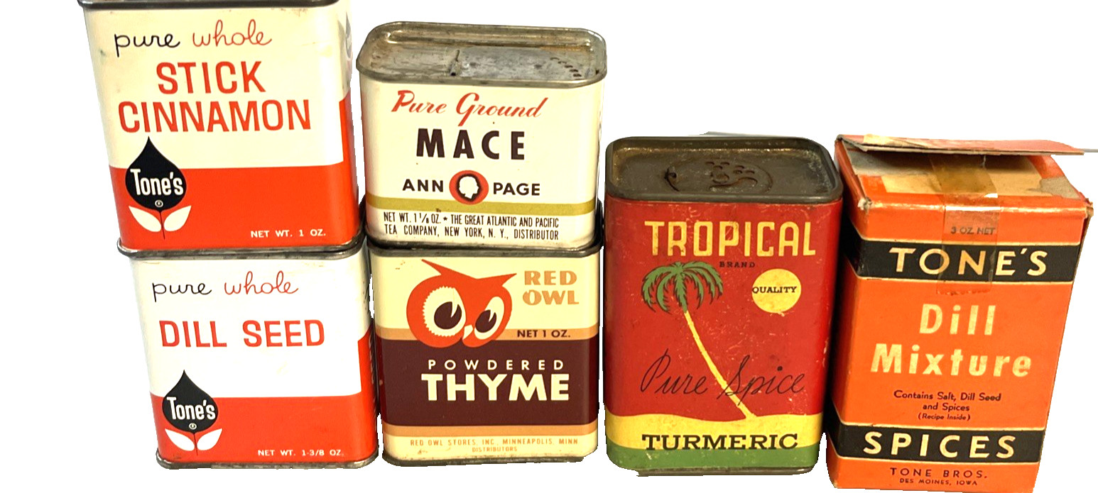Spice tin lot Tropical Red Owl Tone's Ann Page