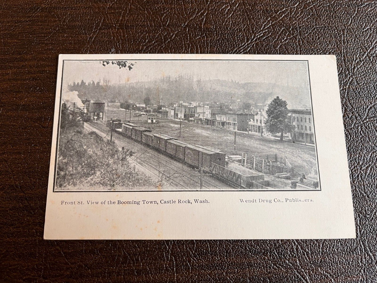 Photo PC Castle Rock Washington Town View and Railroad early 1900s NICE