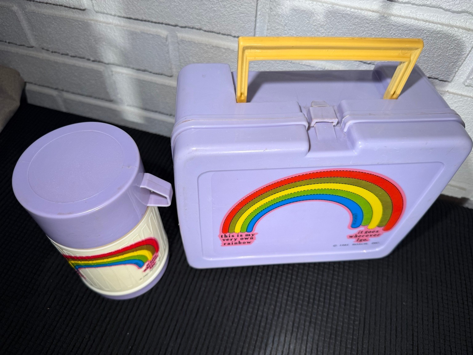 Vintage 1981 Roach Rainbow Lavender Lunchbox & Matching Thermos Set