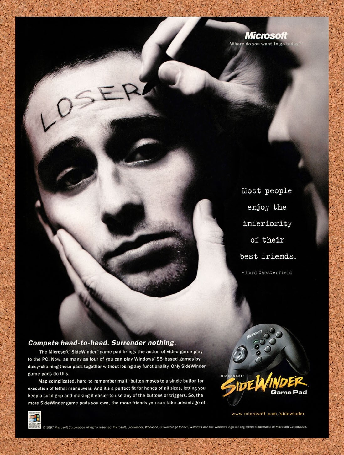 1998 Microsoft SideWinder Game Pad Controller Original Ad / Promo v1