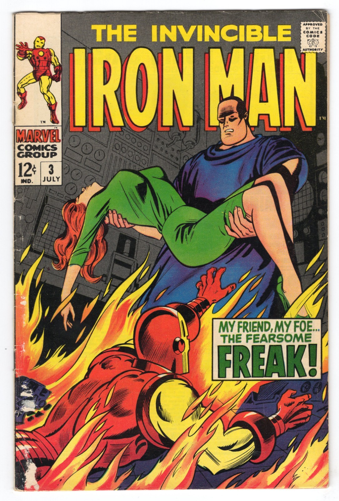Iron Man 3 1968 Marvel Comics VG+ 4.5 Freak Happy Hogan Janice Cord