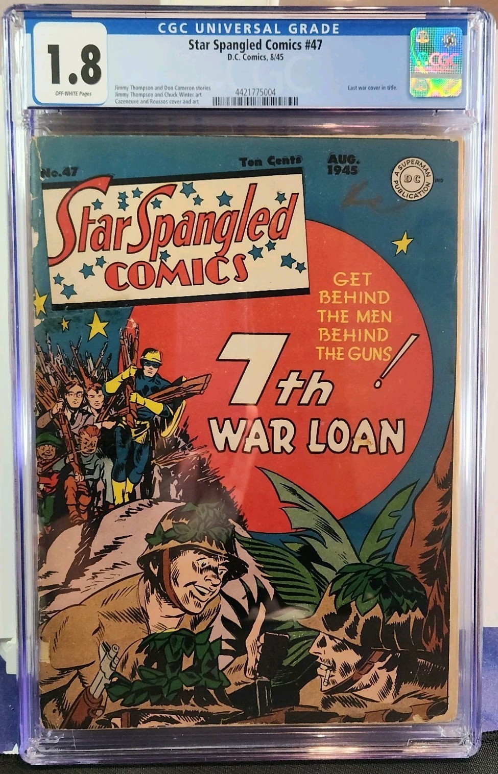 Star Spangled Comics #47 Last War Cover WWII Golden Age DC Comic 1945 CGC 1.8