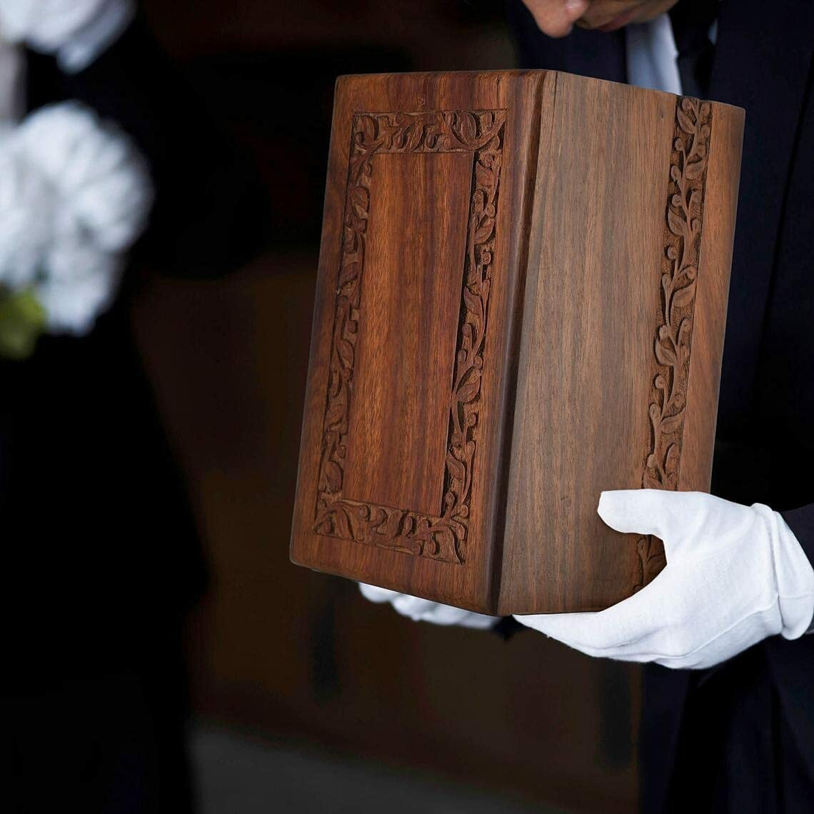 Wooden Cremation Urn for Human Ashes - Rosewood Adult Funeral Box
