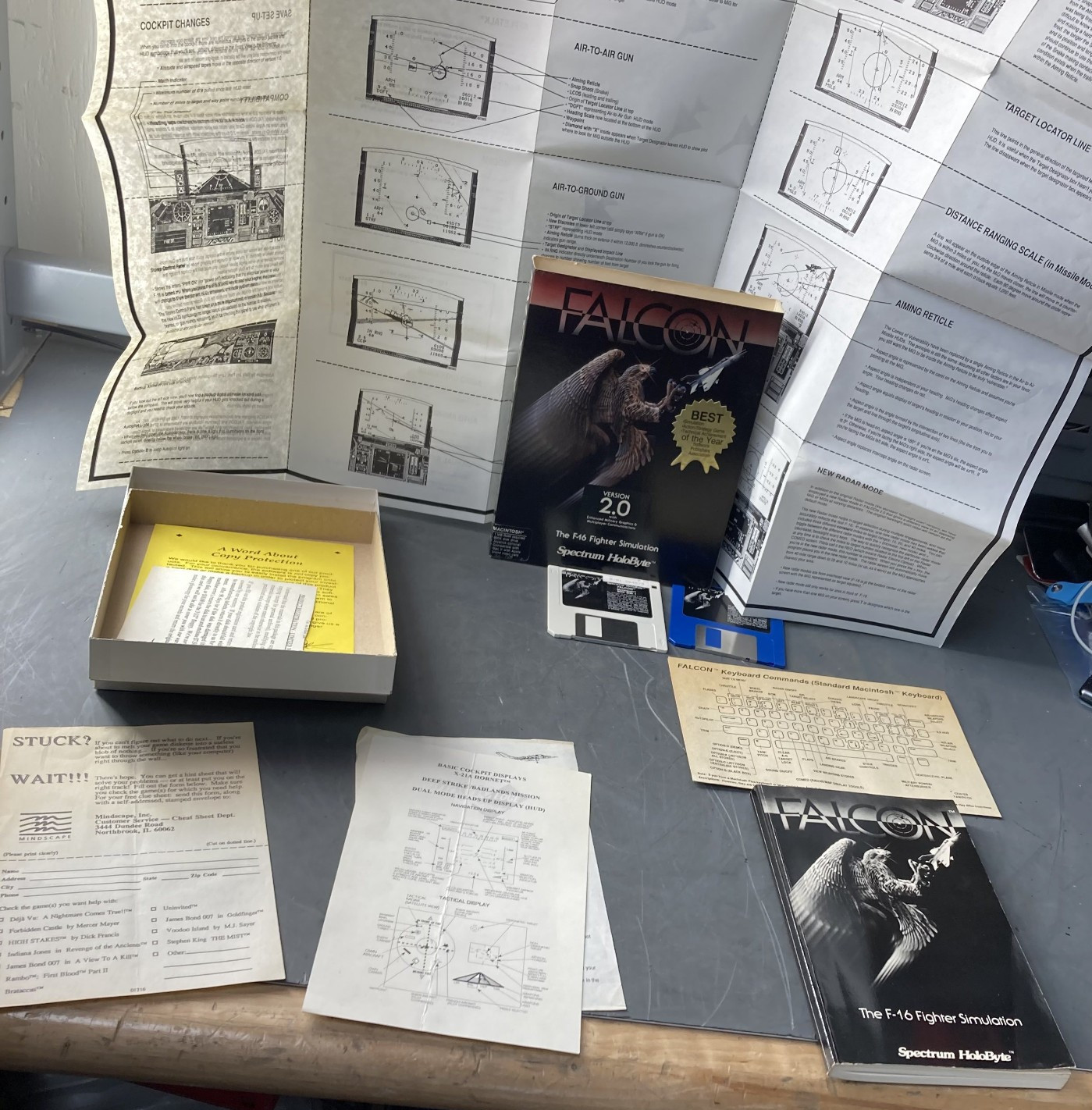 Falcon F-16 Fighter Simulation Big Box Poster Macintosh 2.0 HoloByte 1987 CIB