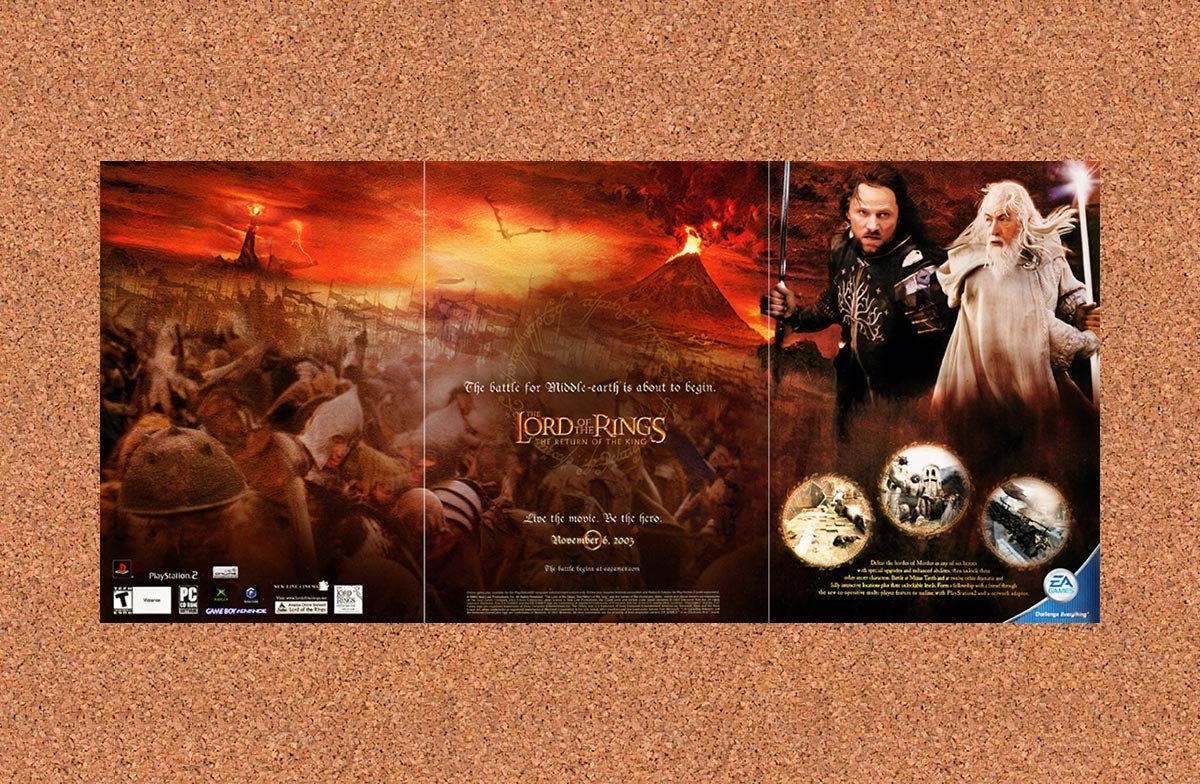 Lord Of The Rings Return The King PC Original 2003 2-Part Foldout Poster 10 x 22