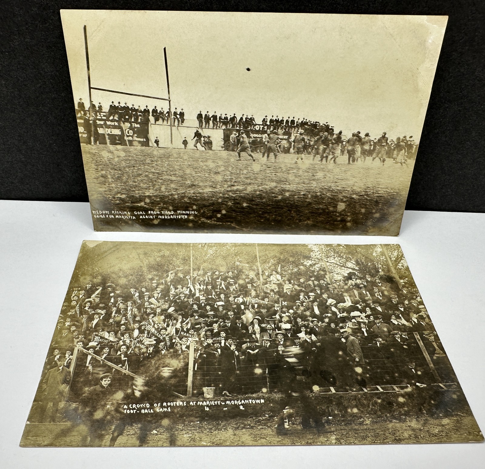 1907 West Virginia Mountaineers Football Game v Marietta Real Photo Postcards WV