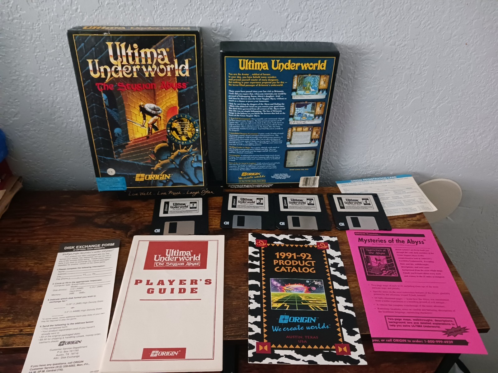 Ultima Underworld Stygian Abyss PC Game Big Box 1992 Origin 3.5 Floppy Disk