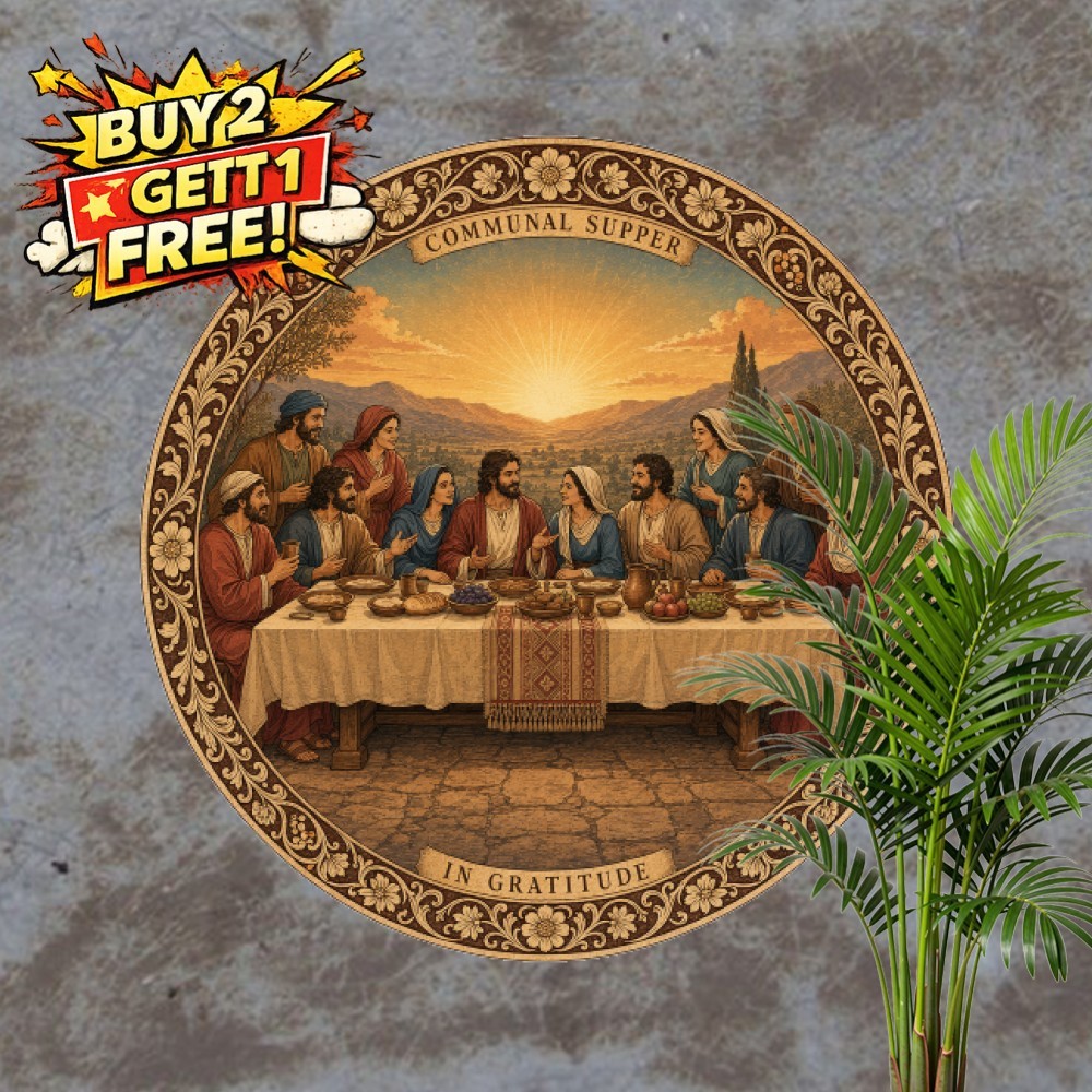 Jesus And The Twelve Disciples Round Tin Sign Sacred Religious Faith Plaque 8x8