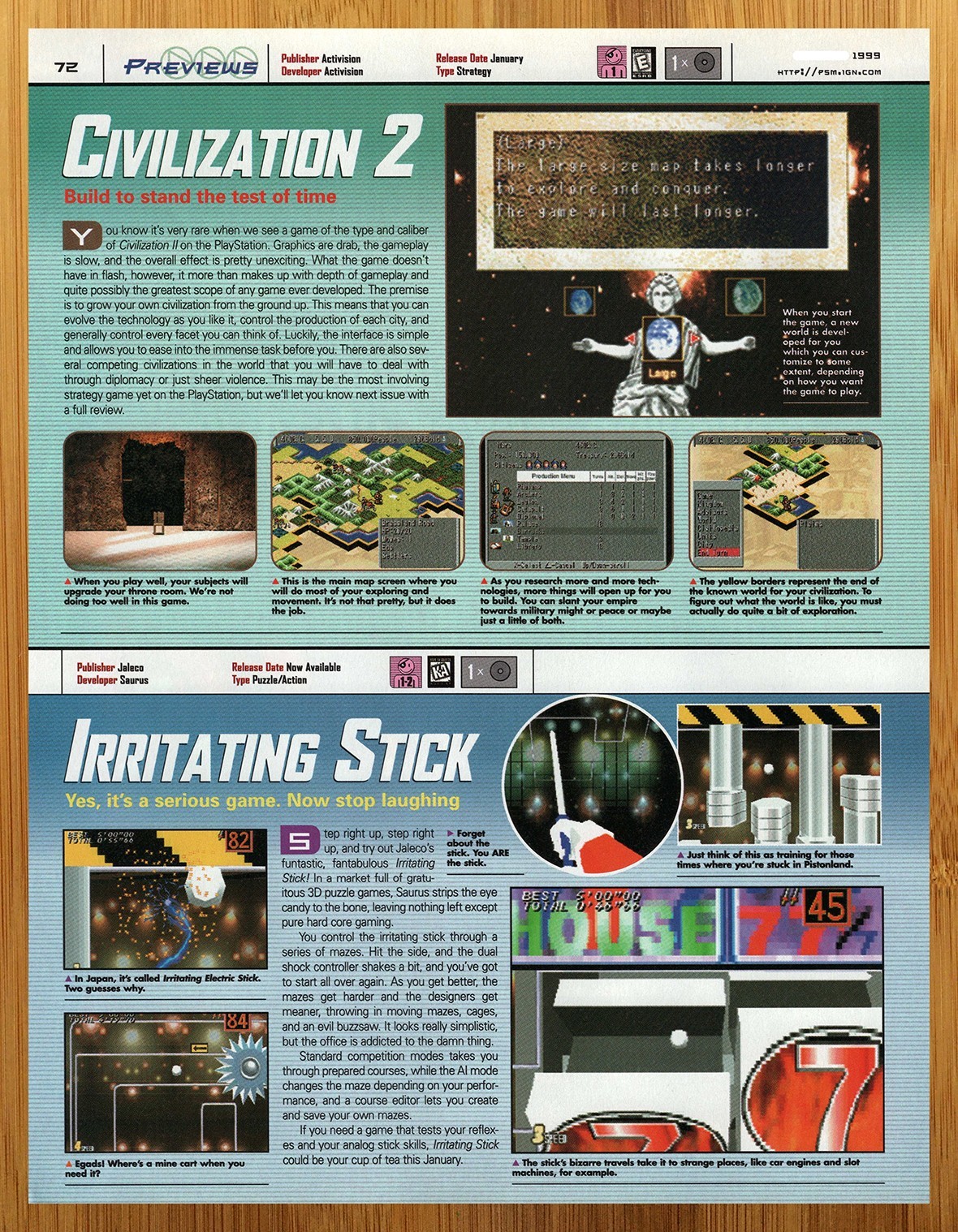 1999 Civilization 2/Irritating Stick Playstation 1 PS1 PREVIEW Print Ad/Poster