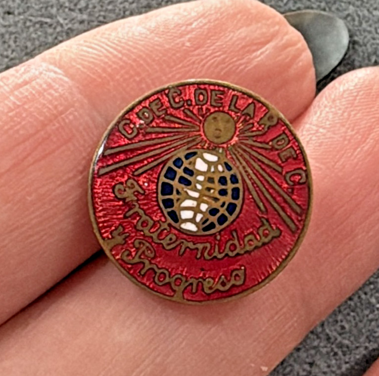 1920s Antique MASONIC BUTTON PROGRESS Freemason Enamel Lapel Pin Insignia