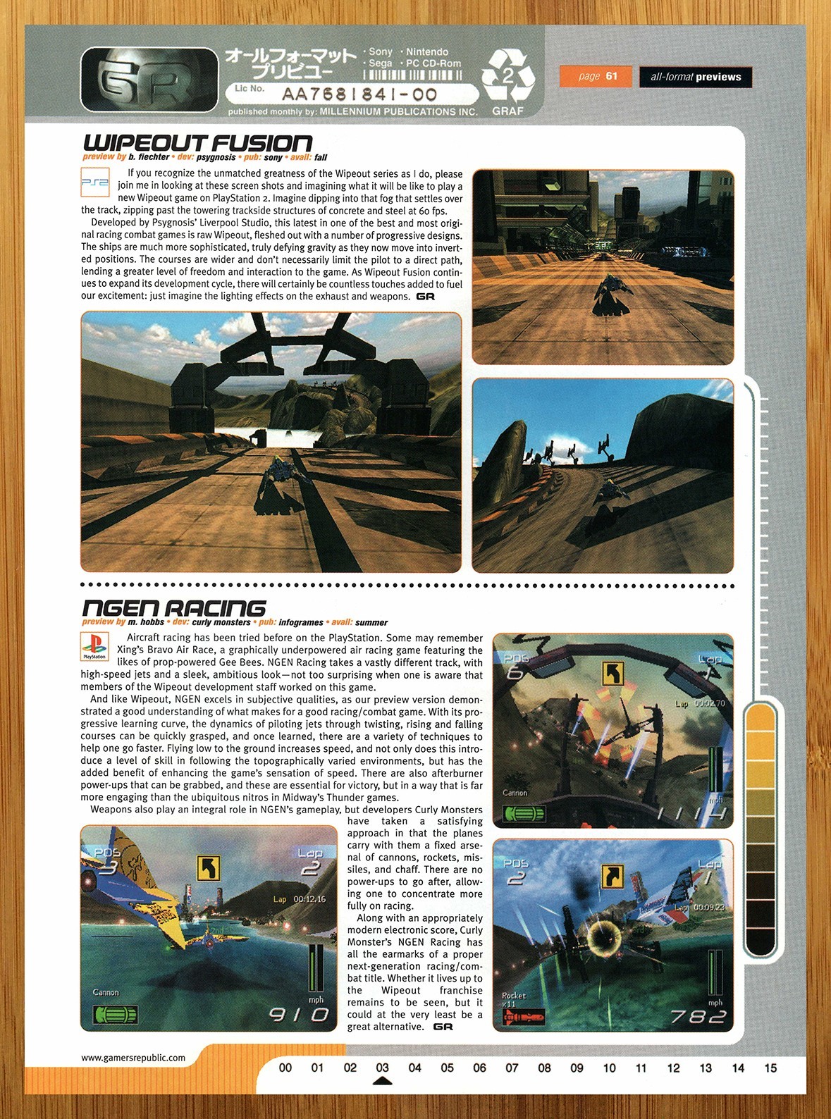 2000 Wipeout Fusion/Ngen Racing Playstation 2 PS2 PREVIEW Print Ad/Poster Art