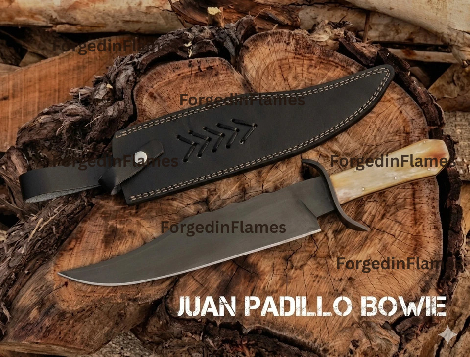 Juan Padillo Bowie Knife Replica Custom Handmade 5160 Spring Steel Fixed Blade