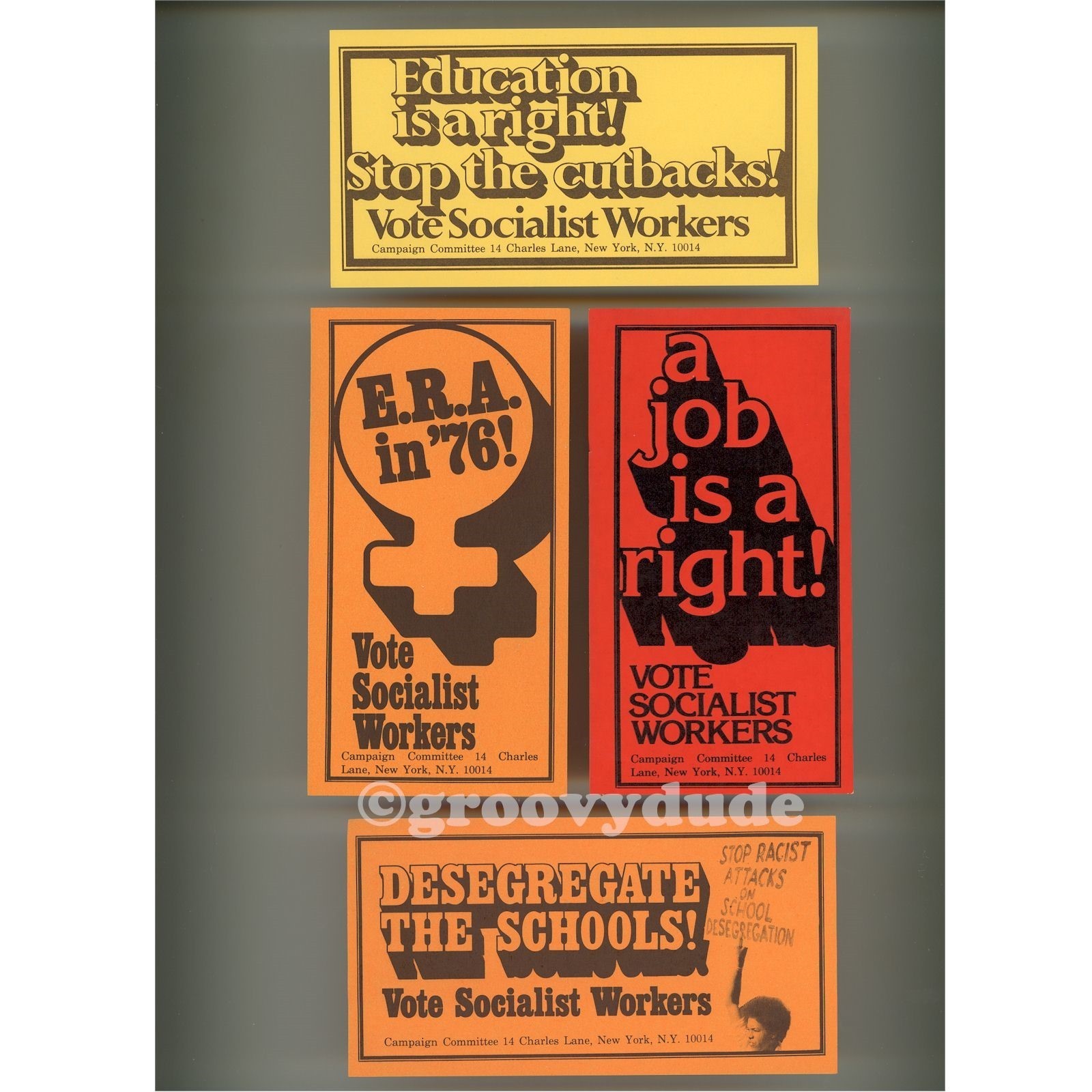1976 Socialist Workers Flyers ERA, Jobs, Education, Desegregation – 4 Piece Lot