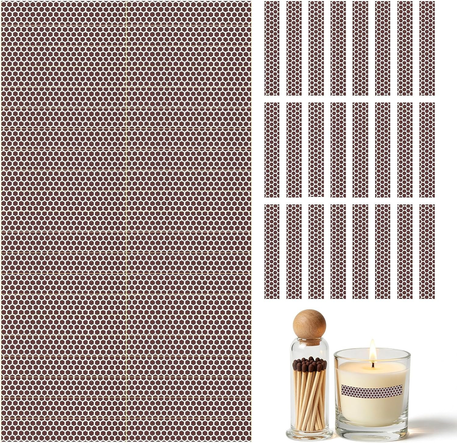 42 PCS Match Striker Stickers, Match Striker Paper with Adhesive, Ideal for Fire
