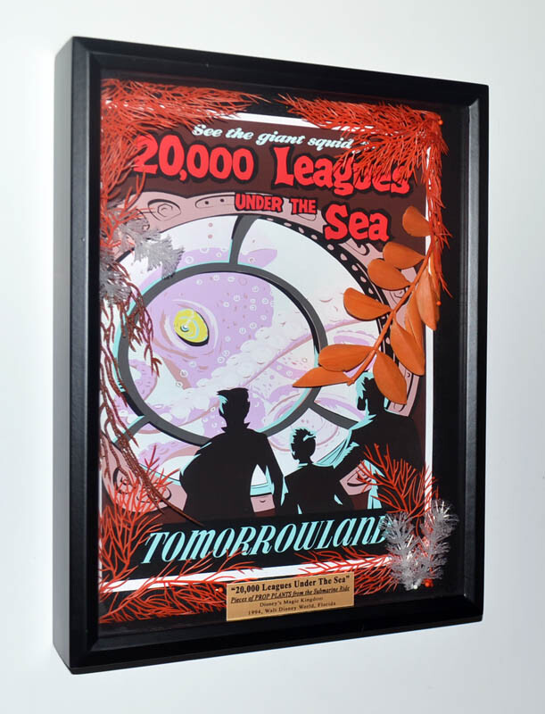 Disney World SUBMARINE 20,000 Leagues Under Sea, 3D FRAME Prop PLANTS POSTER COA