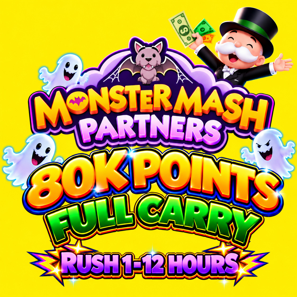 Monopoly Go Monster Mash Partners Event | Full Carry Service - Rush 12-24 Hours