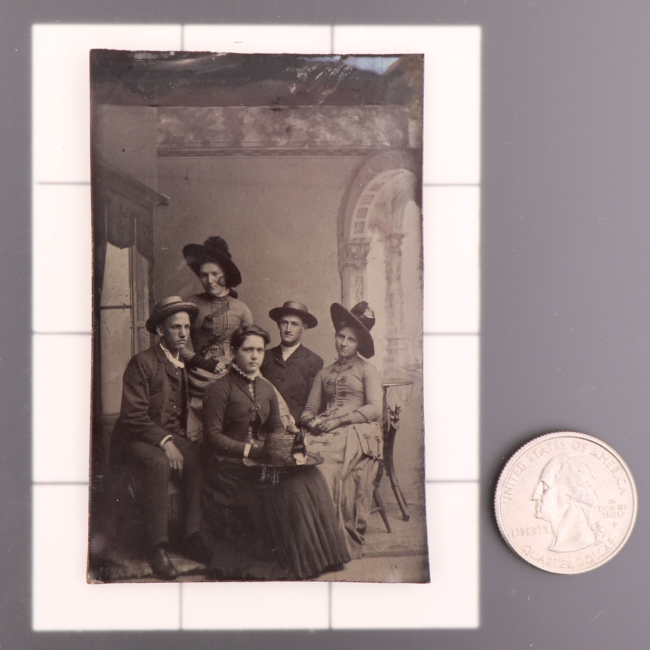 Antique CDV 6th Plate Tintype Victorian Family Photo Men & Women #1305