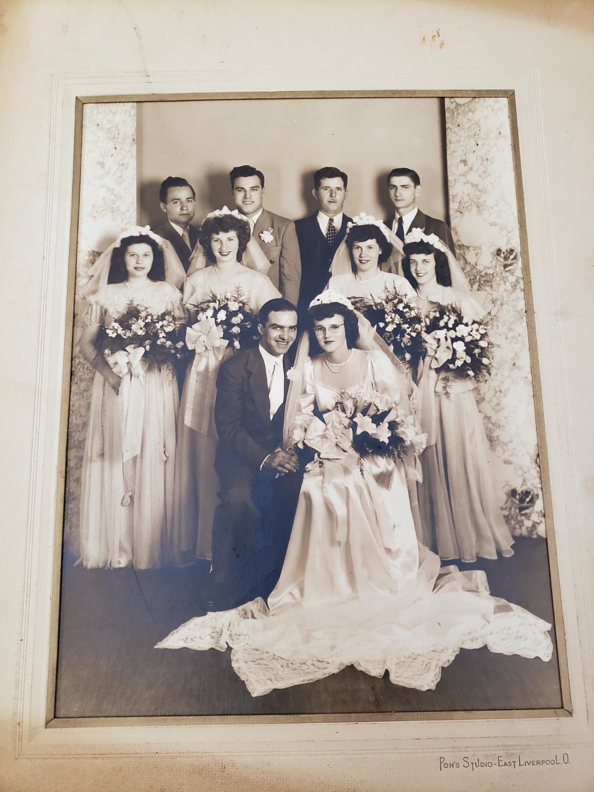 Antique Wedding Party of 10 Photograph Pon\'s Studio East Liverpool Ohio