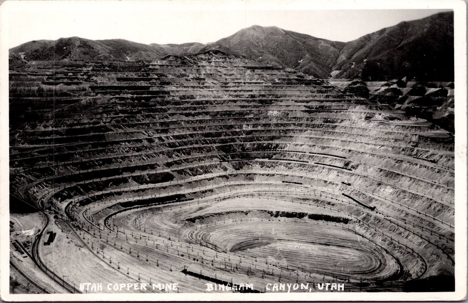 Vintage RPPC Utah Copper Mine Bingham Canyon Open Pit Real Photo Postcard