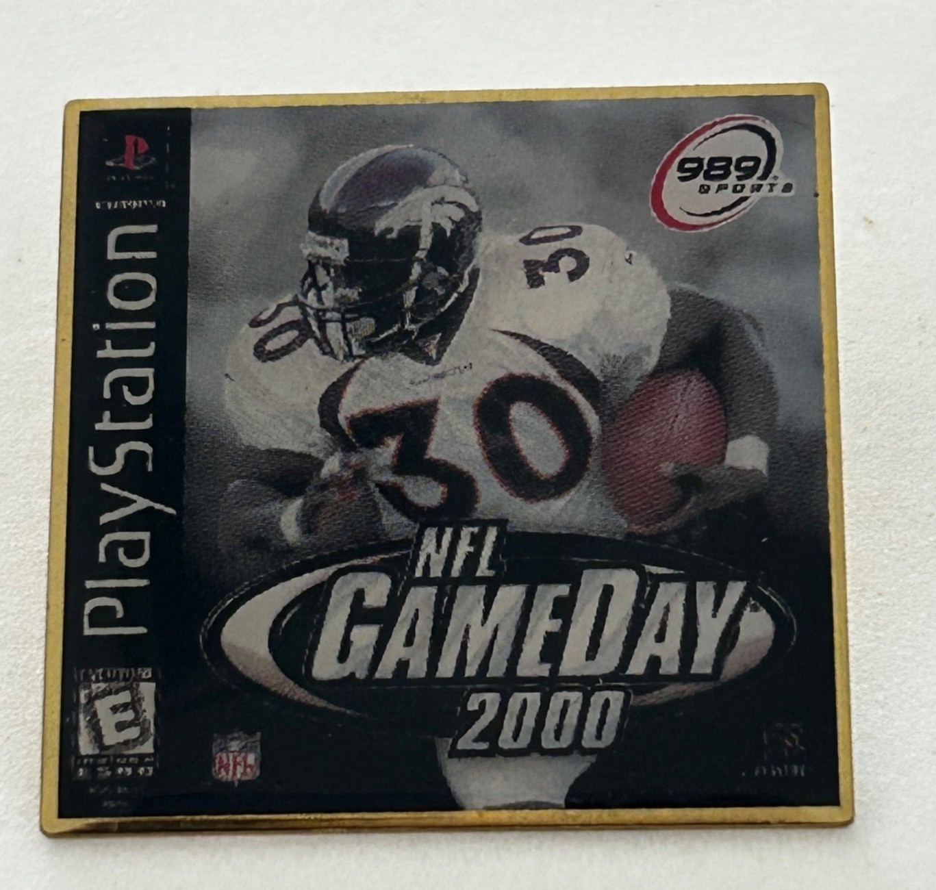 NFL GameDay 2000 PlayStation Enamel Pin Square Gold Back 1999 Peter David