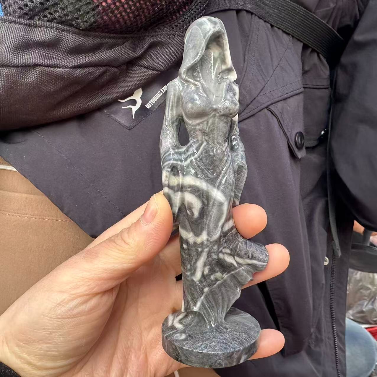 1pc Natural Shellstone Quartz Carved ghost skull Crystal Reiki decor gift