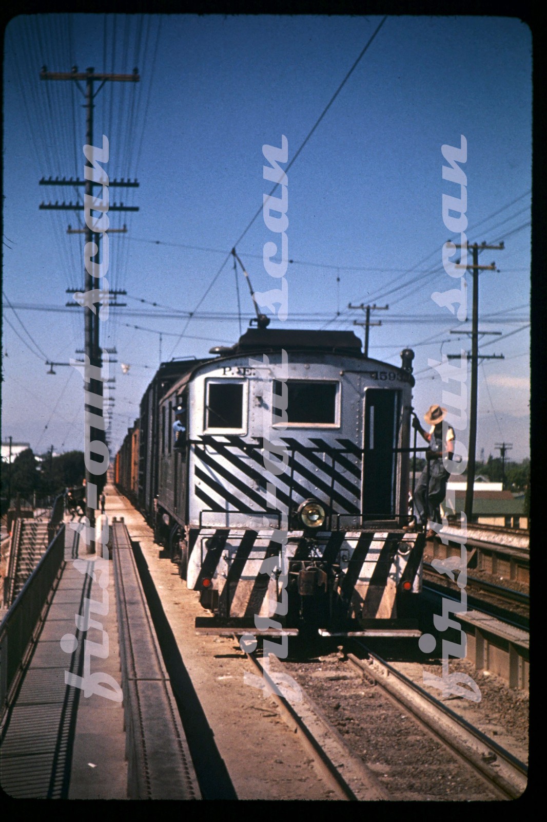 R DUPLICATE SLIDE - Pacific Electric PE 1593 Electric Freight Action Graham Yd