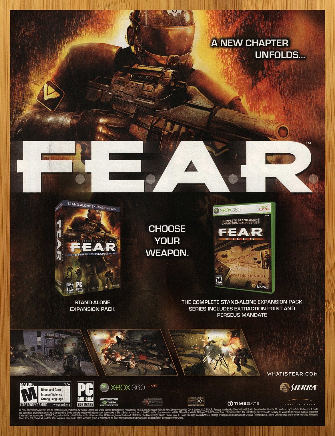 2007 FEAR Perseus Mandate/Files Xbox 360 PC Print Ad/Poster Video Game Promo Art