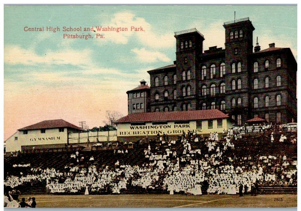 Vintage Postcard 1907-1915 Central High School & Washington Park, Pittsburgh, PA