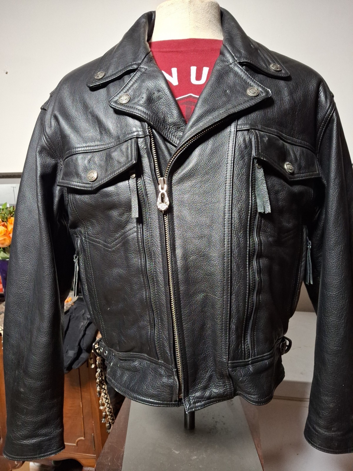 Harley-Davidson Men Nevada Vented Leather Motorcycle Riding Jacket L 98122-98VM