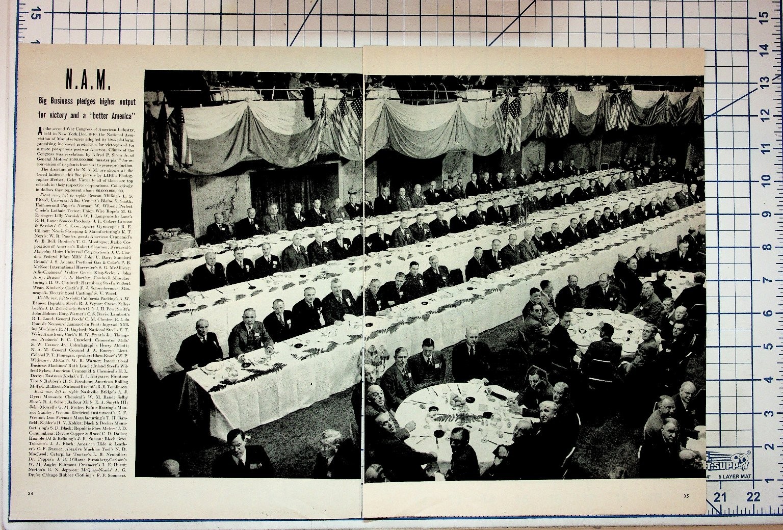 1943 NAM War Congress Big Business Leaders Banquet Photo Article