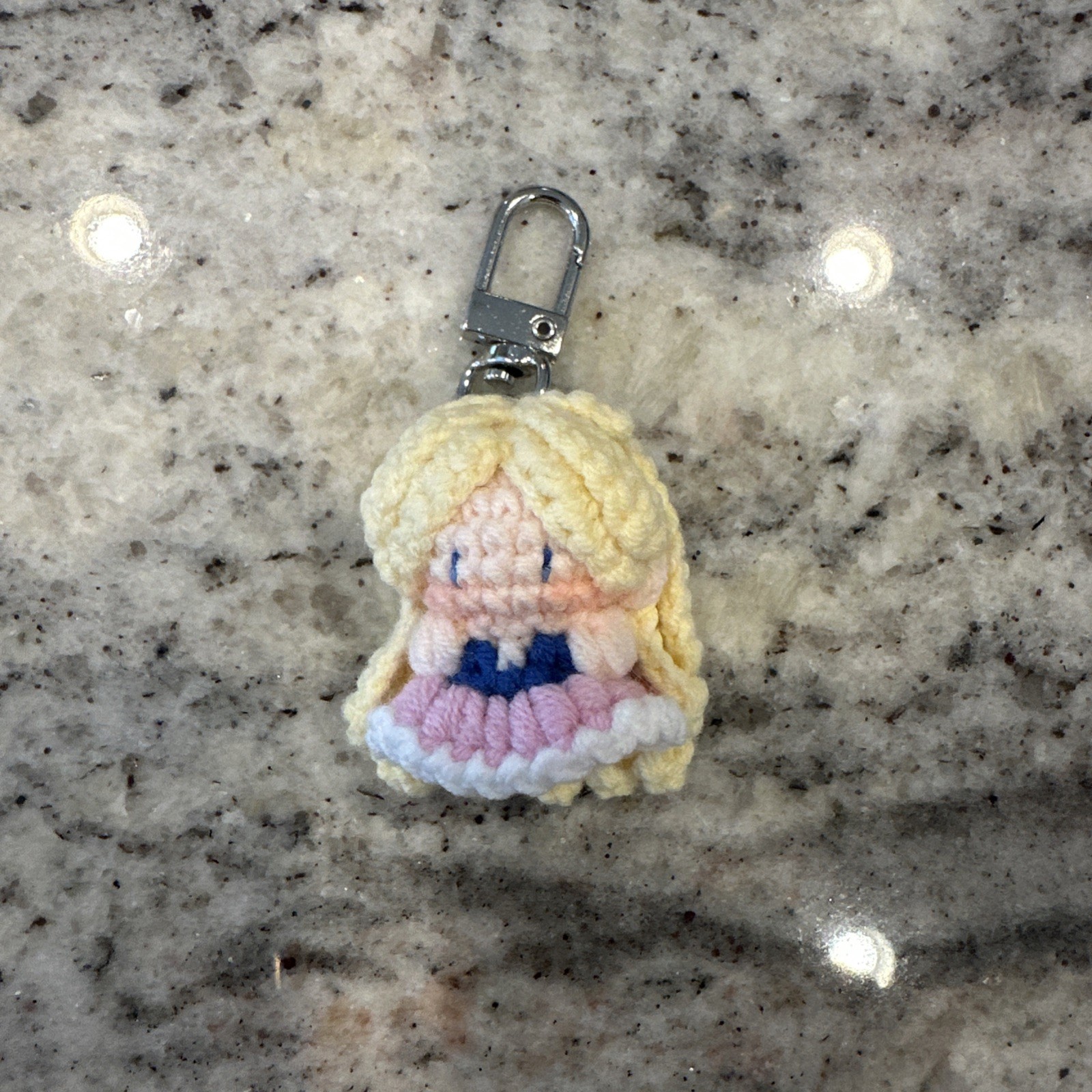 Handmade Crochet Yarn Keychain, Inspired by Haley from Stardew Valley