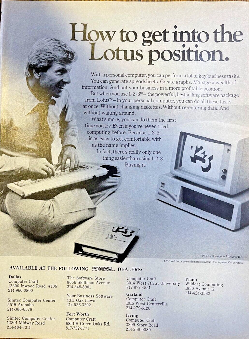 1984 Magazine Advertisement Lotus 1-2-3 Software