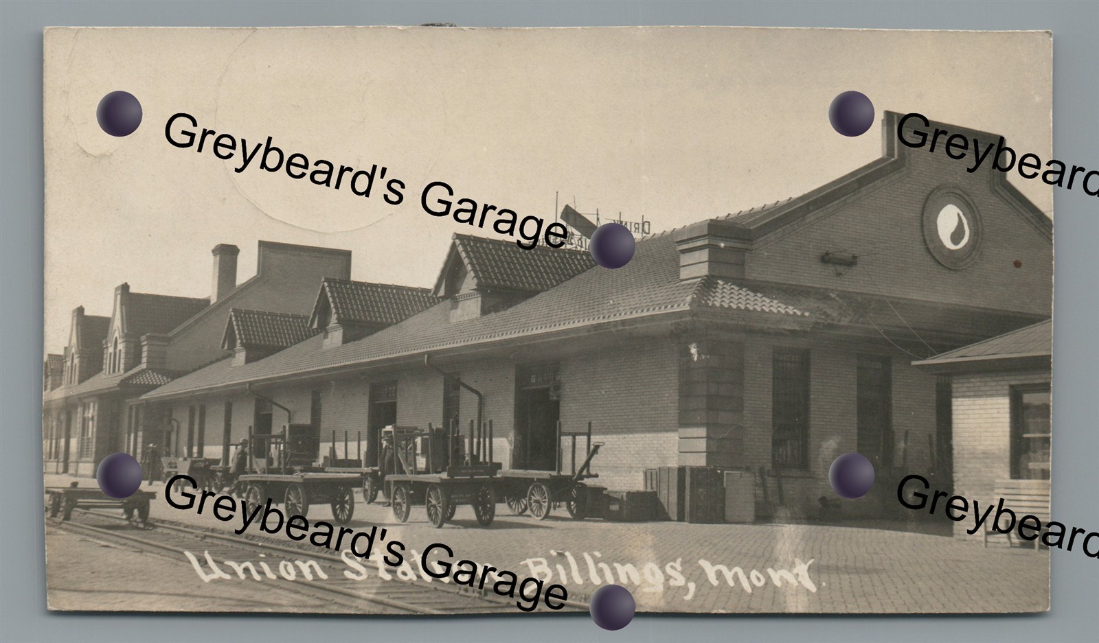 RPPC UP Union Pacific Railroad Station BILLINGS MT Montana Real Photo Postcard