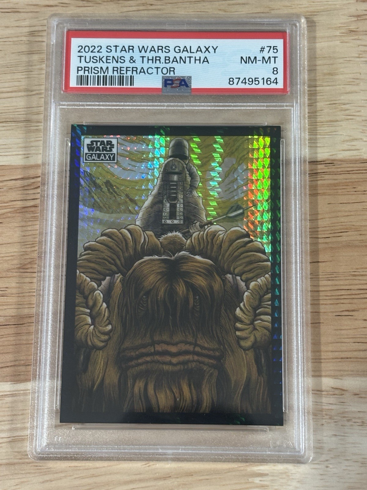 2022 Topps Star Wars Galaxy #75 Tuskens & Their Bantha Prism ALPHA 01/75 PSA 8