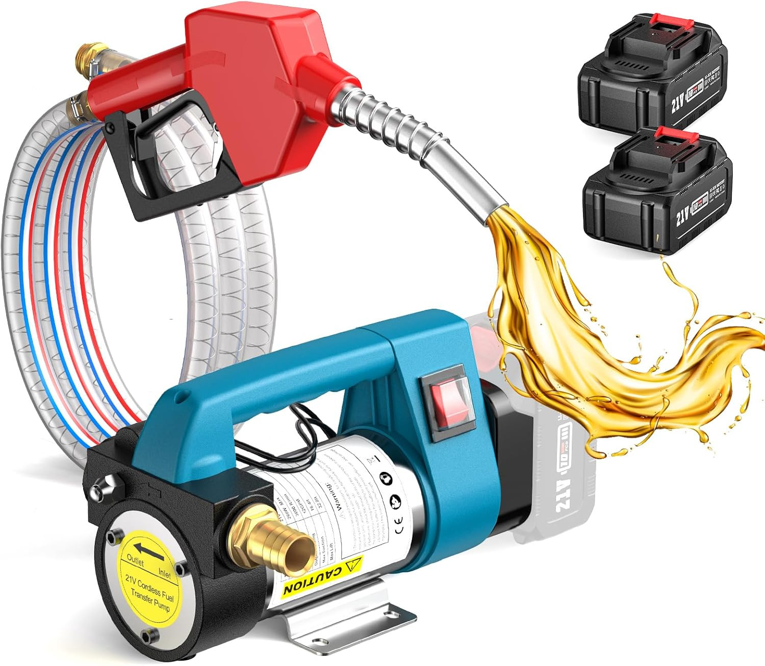 Fuel Transfer Pump Battery-Powered: 12 GPM Electric Diesel Transfer Pump with 2 