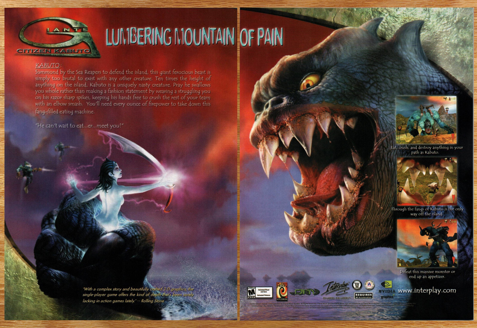 Giants Citizen Kabuto Planet Moon - 2 Page Game Print Ad Poster Promo Art 2001