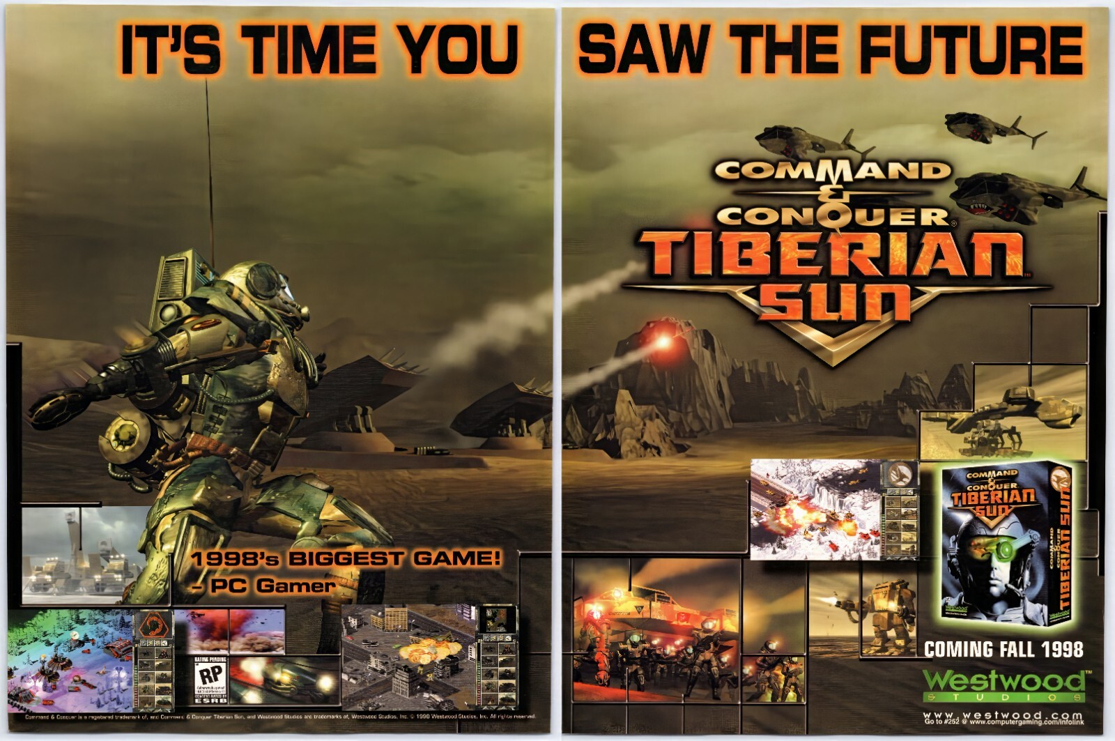 Print Ad 1998 Command & Conquer Tiberian Sun PC Game Original Promo Poster Art