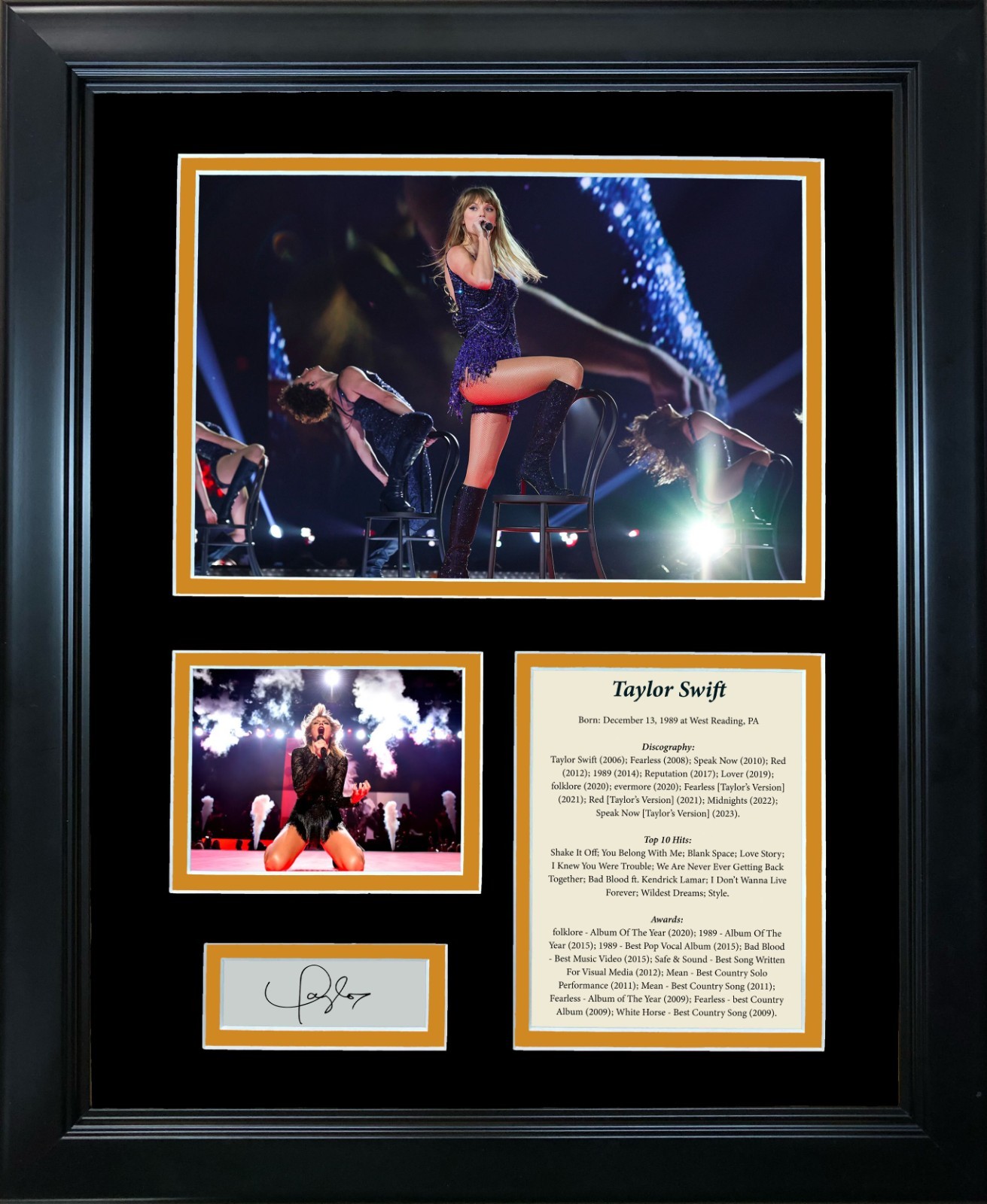 Taylor Swift 11x14 Framed Concert Collage Facsimile Autograph Career Highlights
