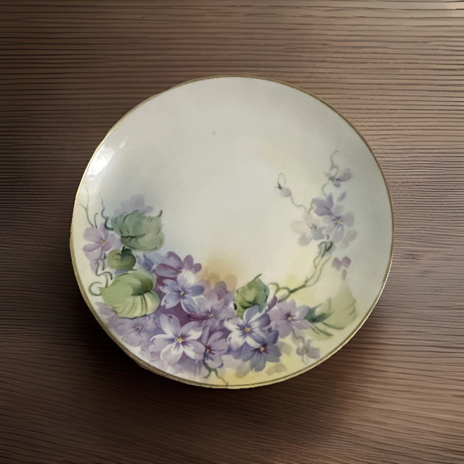 PV06610 Antique Morimura Nippon Porcelain Hand Paint VIOLETS / PANSIES Plate