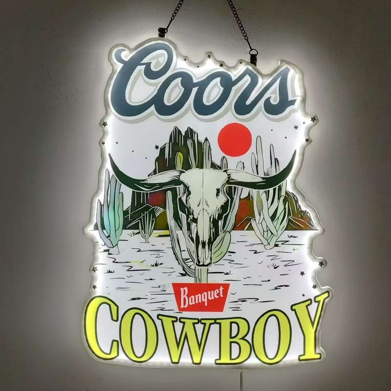US STOCK Coors Banquet Cowboy LED Sign 19\