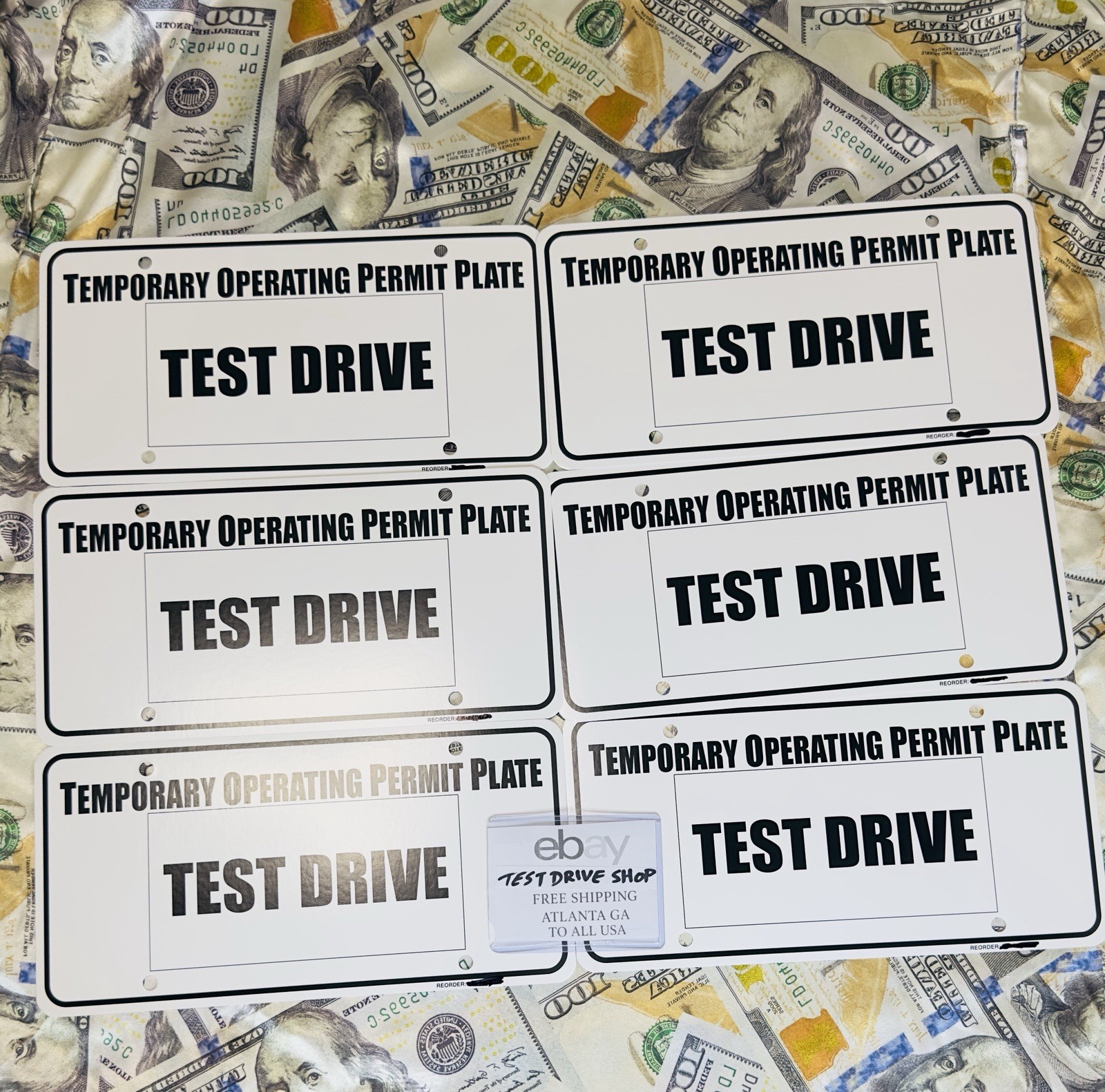 6  Temporary Operating Permits Test Drive Tag Dealer Plate white Car Tags