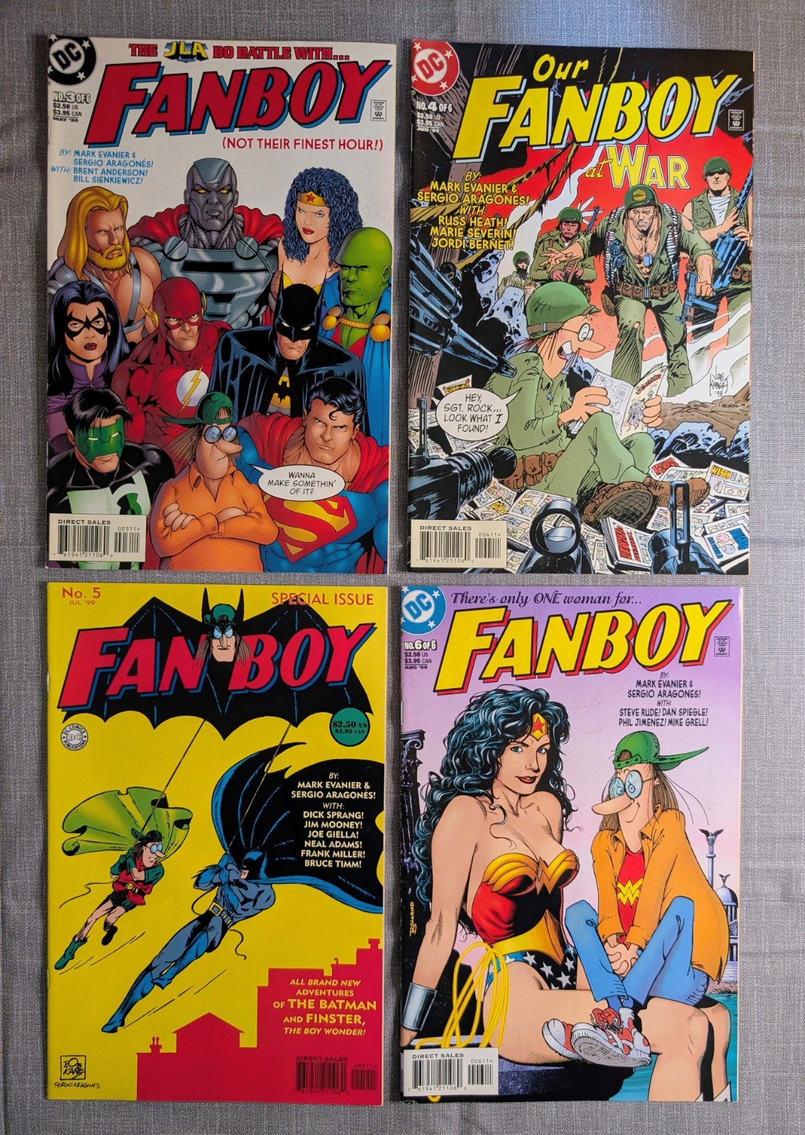 FANBOY 3 4 5 6 LOT MARK EVANIER SERGIO ARAGONES DC COMICS 1999 NM
